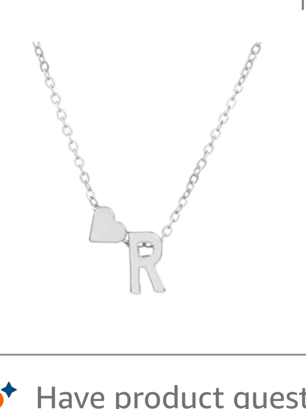Silver Heart and 'R' Initial Necklace - Women's Jewelry
